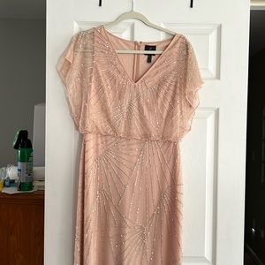 Adriana Papell beaded blush dress, mother of bride, mother of groom, formal wedd